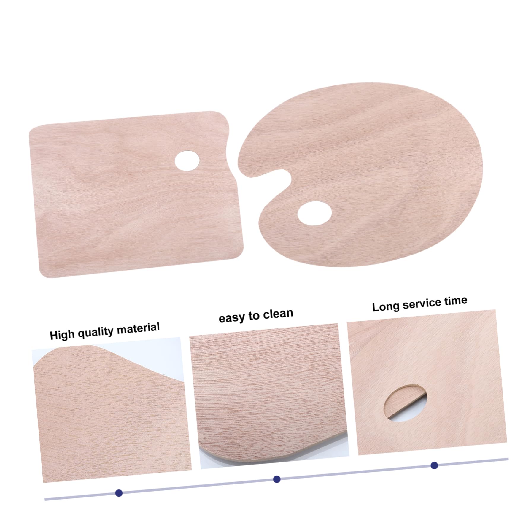 SHINEOFI Tavolozza Colori in Legno Impugnatura, Vassoio per Pigmenti | 2 Pezzi, per Pittura a Olio e Acrilico, Superficie Liscia senza Sbavature, Beige