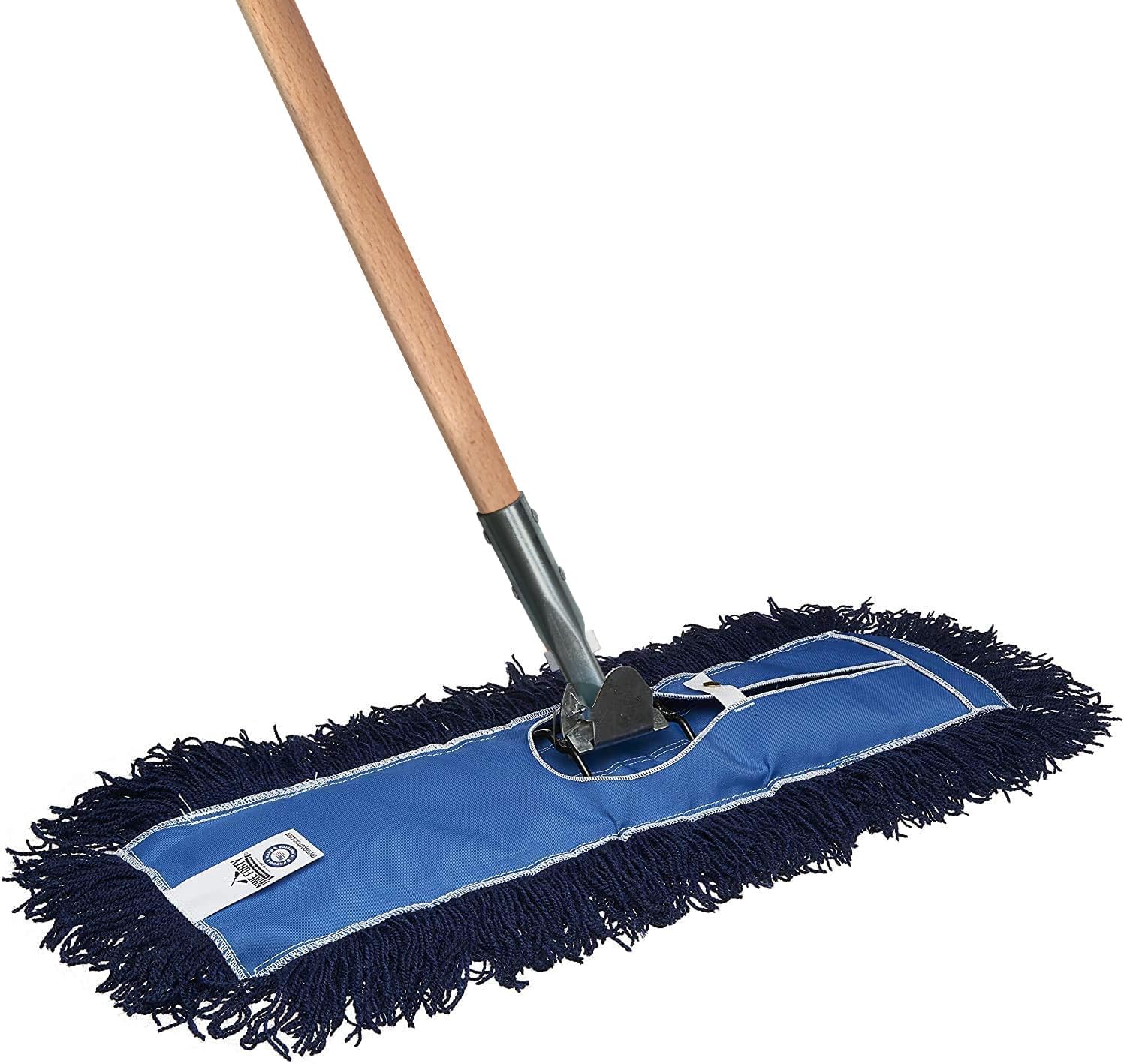 Nine Forty 36" Premium Nylon Dust Mop with Wood Handle - Heavy Duty Mop Head for Industrial, Commercial, and Residential Cleaning - Dry Floor Duster for Hardwood Surfaces and Commercial - Blue