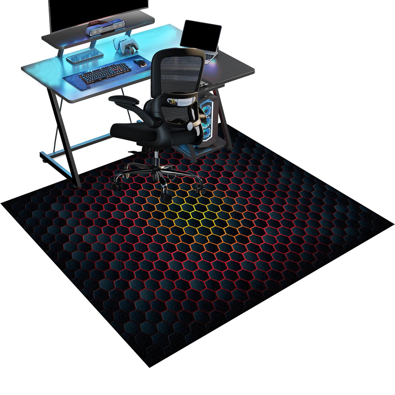 Gaming Chair Mat for Hardwood Floor Non-Slip Floor Protection Mat 90 x 140 cm Office Chair Mat for Carpets Anti-Slip Floor Protector Mat Computer Desk Chair Mat for Gaming Room Home Office Decor