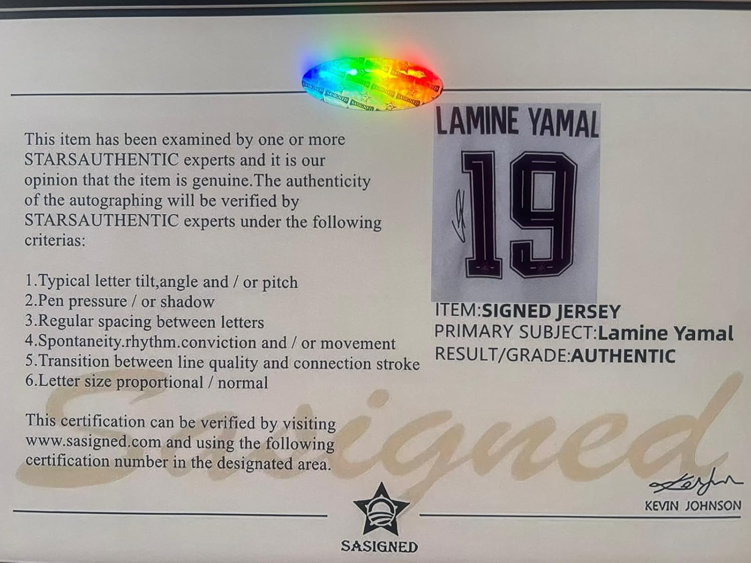 Men's Spain Style Away White 2 Stars Soccer Jersey Signed Printed Lamine Yamal #10 Short Sleeve Sports Shirt COA