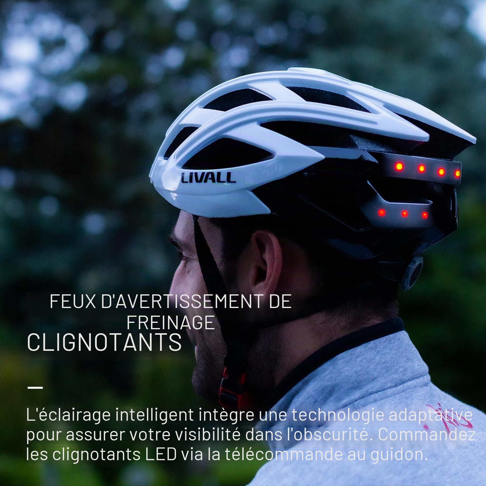 Casque de Vélo Intelligent avec feu arrière LED, Casque de Vélo Bluetooth avec Télécommande, Alarme SOS, Casque de Vélo avec Microphone et Haut - Parleur, Homme et Femme Adultes