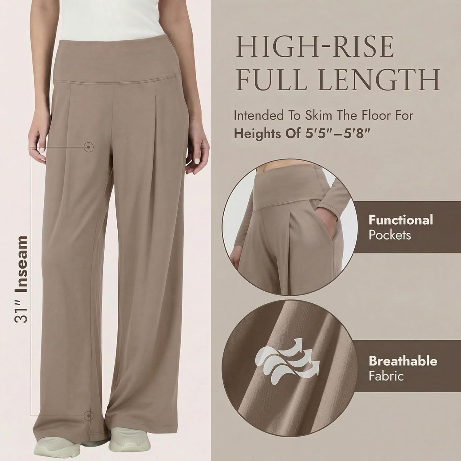 Harmony & Balance Wide Leg Sweatpants for Women Yoga Pants- Comfy Loose Casual Palazzo Lounge Pants with Pockets
