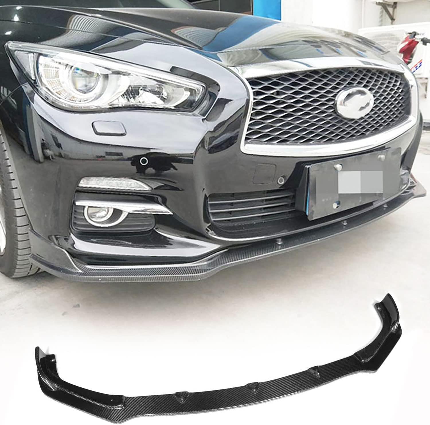 Carbon Fiber Front Bumper Lip for Infiniti Q50 Base Sedan 2014-2017 Add-on Chin Spoiler Splitter Protector Factory Outlet