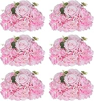 Vista 33 de Bolas de flores de rosas rojas para centros de mesa: 6 piezas de centros de mesa de flores de diámetro de 11.8 pulgadas para mesas en decoración