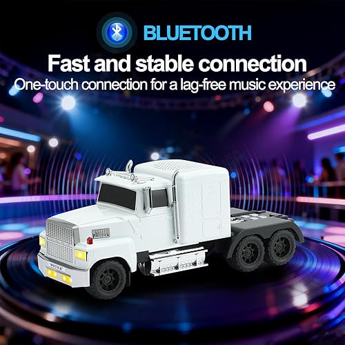 Miniatura 3 de WS-570 Altavoz Réplica de Camión Americano Retro Bluetooth – Sonido HD Portátil, Estéreo TWS, Radio FM, Luces LED para Fiestas, Micrófono