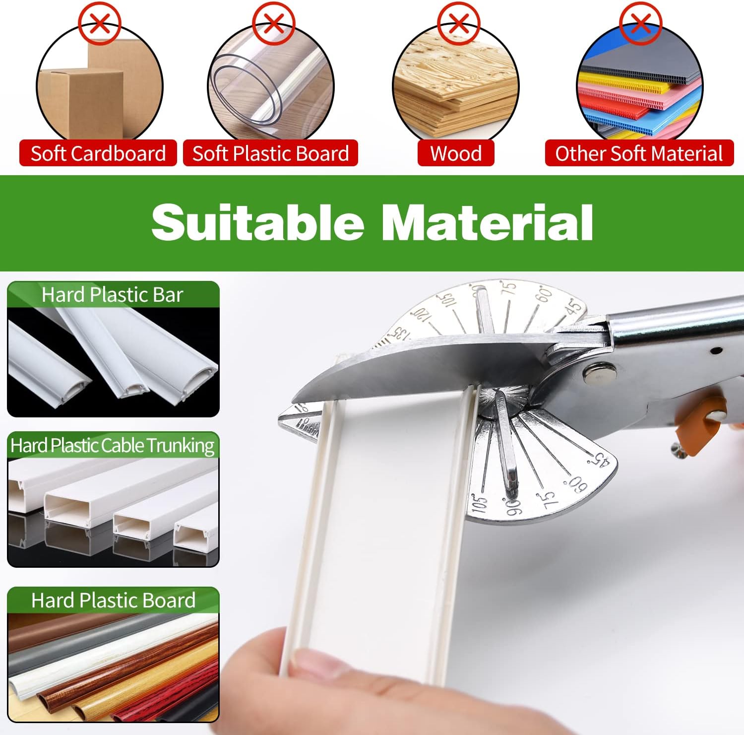 Miter Shear, Multi Angle Miter Shear Cutter Cuts 45 to 135 Degree with 5 Replacement Blades, Miter Shear Cutter for Angular Cutting and Trimming of Trunking and PVC Strips - 