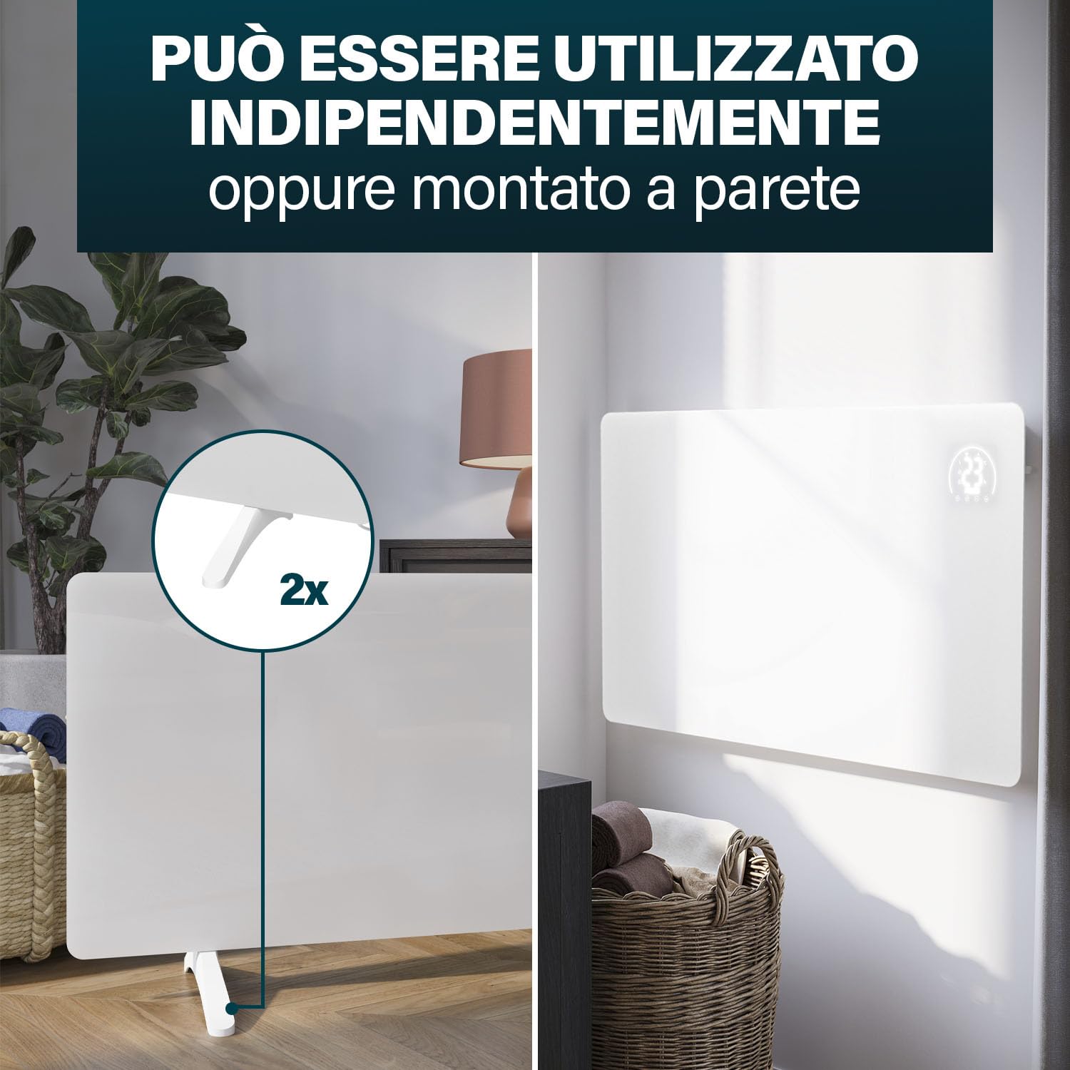 Princess Riscaldatore a infrarossi connettibile - Cristallo di carbonio - 480 W - Termostato regolabile fino a 50 °C - Timer 24 ore - Programmazione settimanale - Bianco o nero (Bianco)