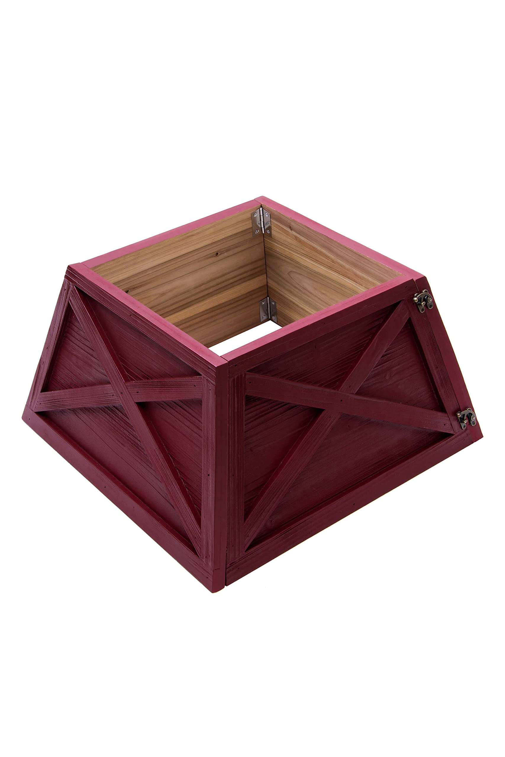 Christmas Tree World Red Small Wooden Christmas Tree Skirt (Fits 4Ft-6Ft Trees