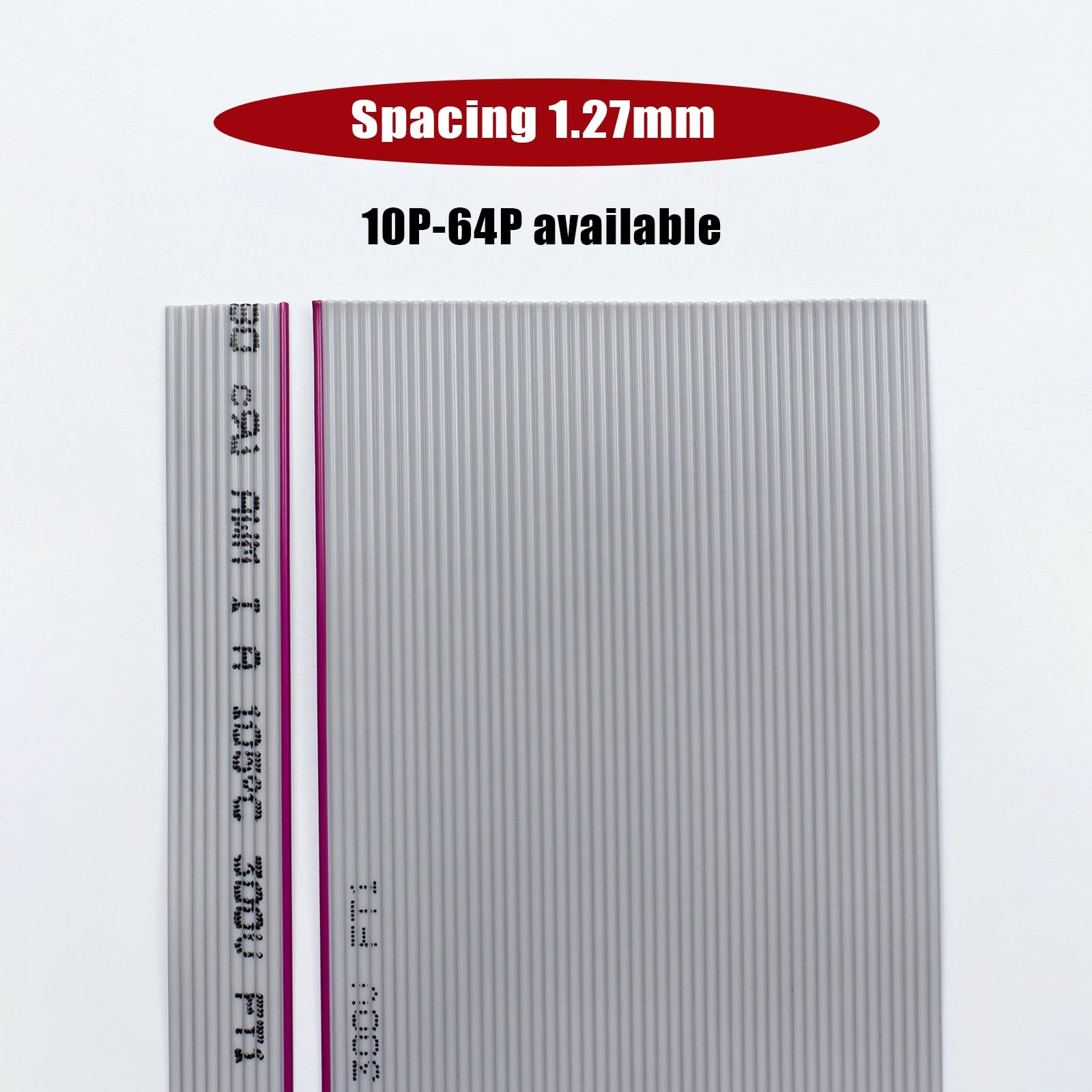 28AWG 20P Bis 30P Grauer Flachdraht, 1,27 Mm Abstand, 28AWG Verzinntes Kupferkabel Mit Roter Kante Für Elektronische Verbindungen(25P,250FT)