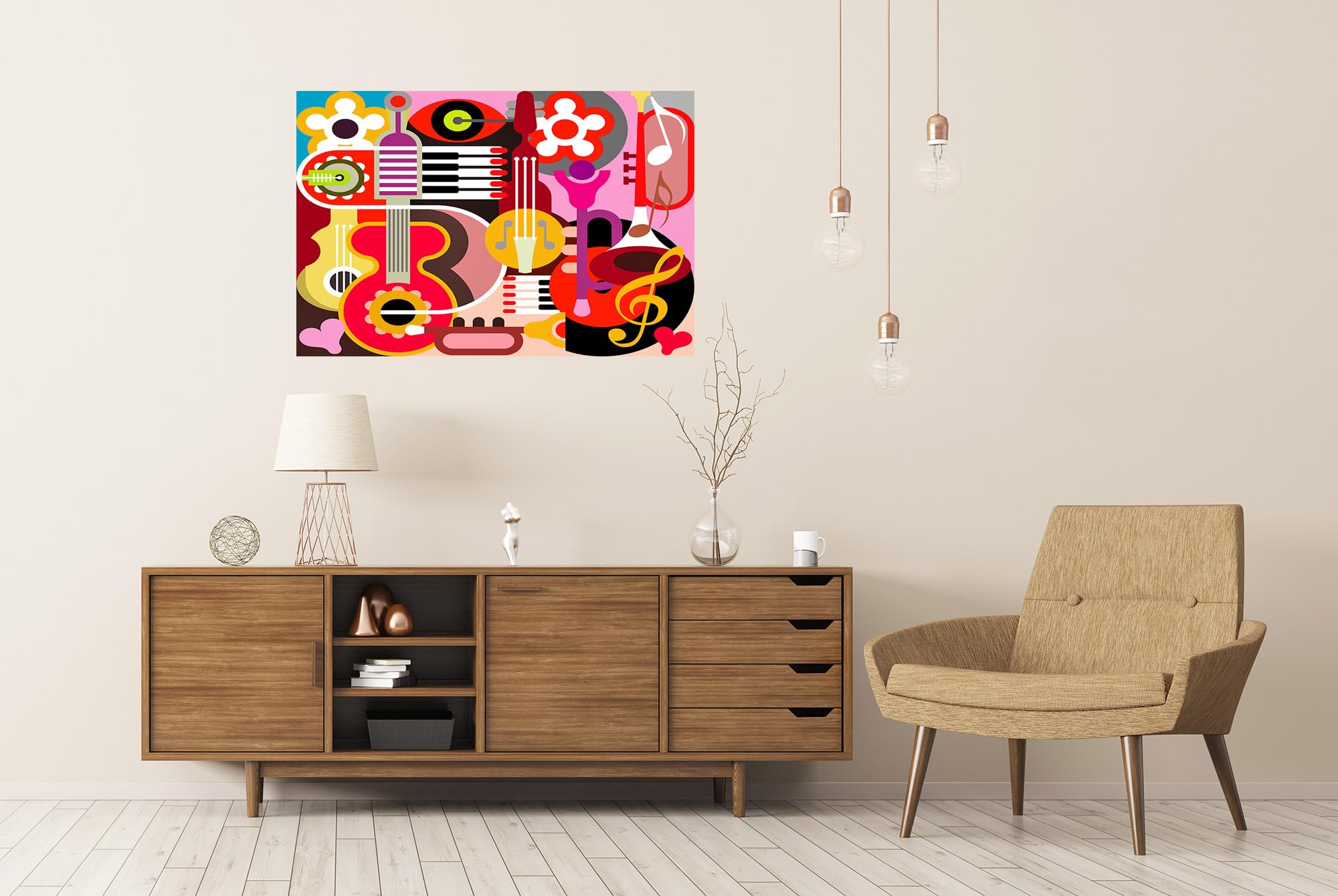 islandburner Prime XXL Poster d'instruments de musique en art pop art coloré