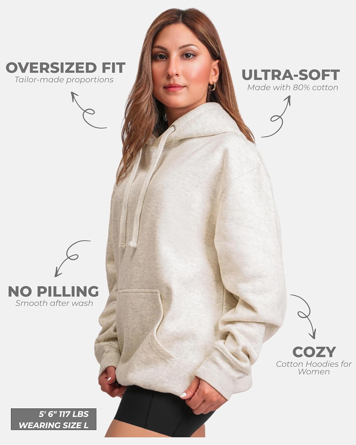 Aon's High Natural Cotton Blend Hoodies For Women: More Breathable & Appealing Modern Fit Sweatshirt Sweaters - Image 3