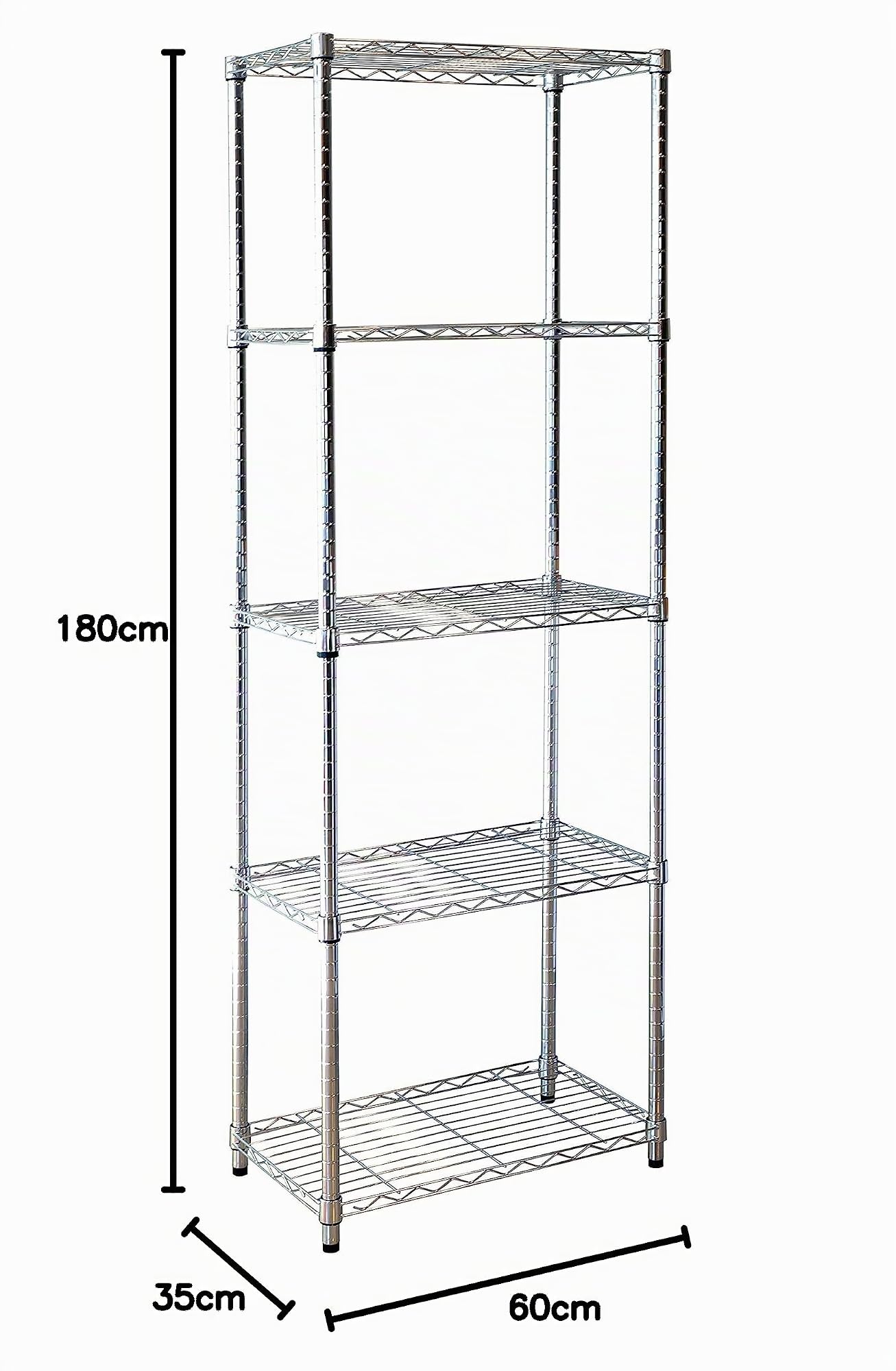 Kit Closet 2060010002 - estantería metálica 5 baldas, cromo, 180 x 60 x 35