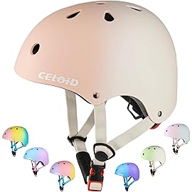 CELOID Kids Bike Helmet,Toddler Skateboard Helmets for Ages 5-8-9 Years Boys Girls,Adjustable Multi-Sport Bicycle Skateboarding Football Roller Scooter Rollerblade Balance Bike Helmet,Sand White