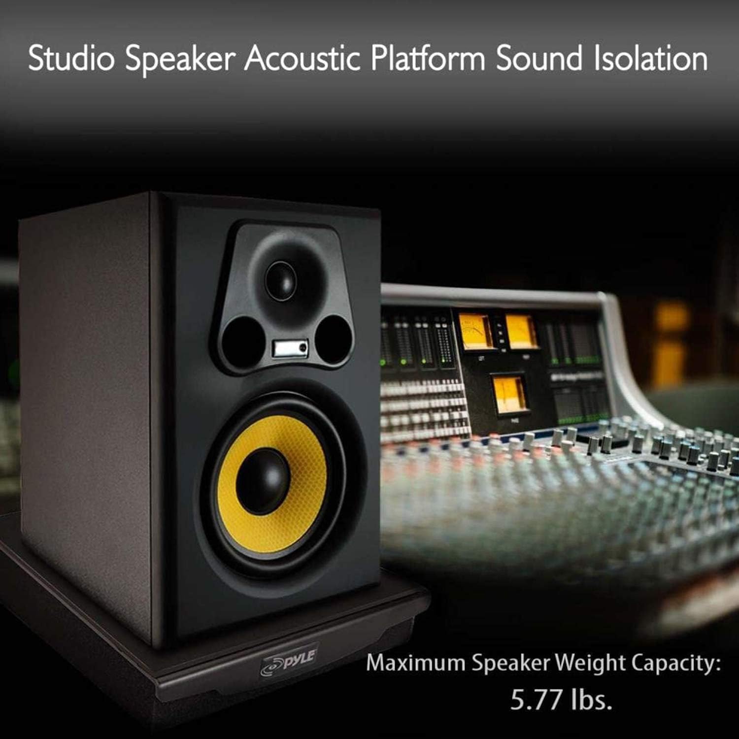 Pyle Speaker Isolation Pads - 10.4 x 13 x 2.8 inches - Acoustic Noise Isolation Platform - Foam Riser Recoil Stabilizer with Rubber Base for Studio Monitor, Subwoofer, Loudspeaker - PSIO6