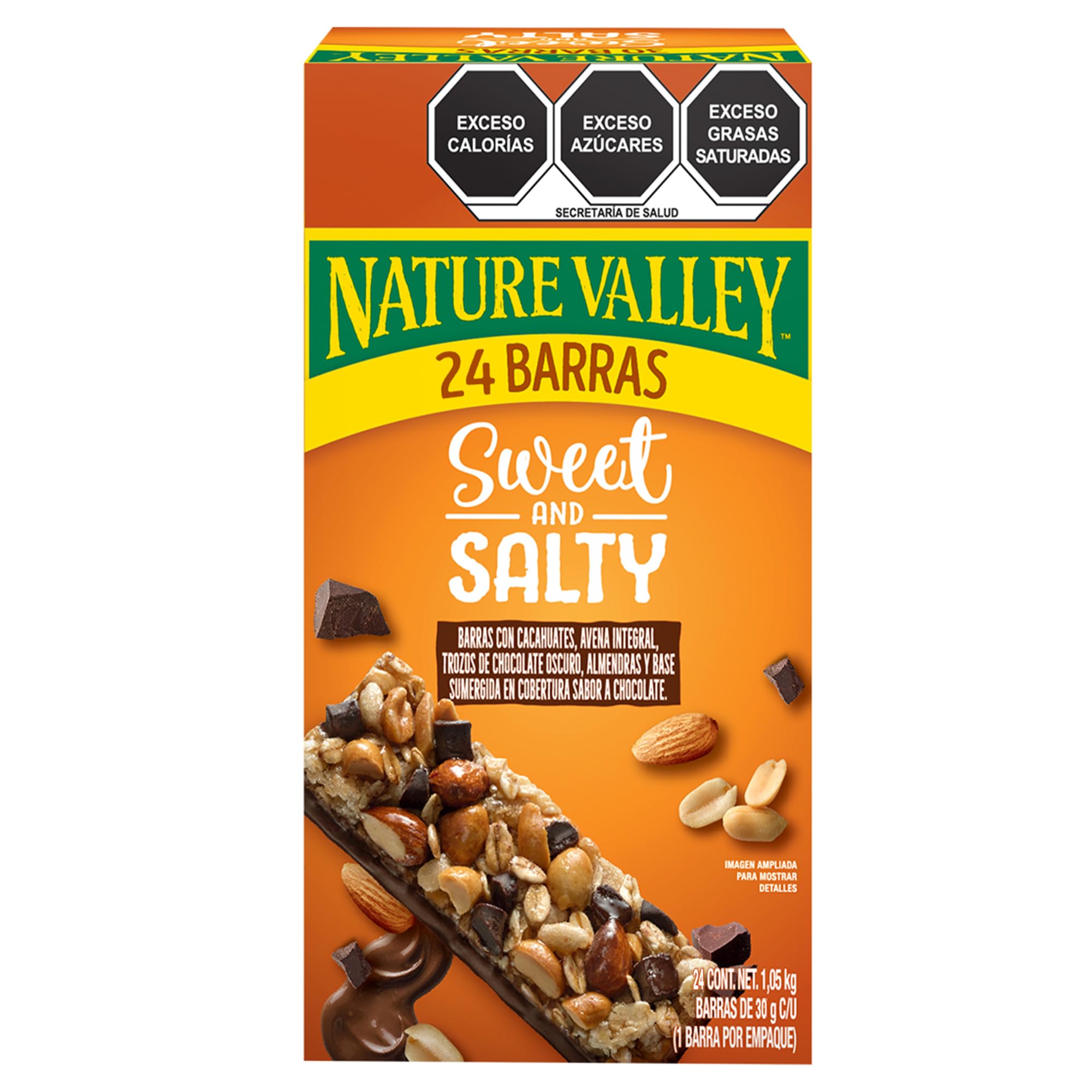 Nature Valley Barras de Granola Sweet and Salty con Chocolate Oscuro, Cacahuate y Almendra - 24 Piezas