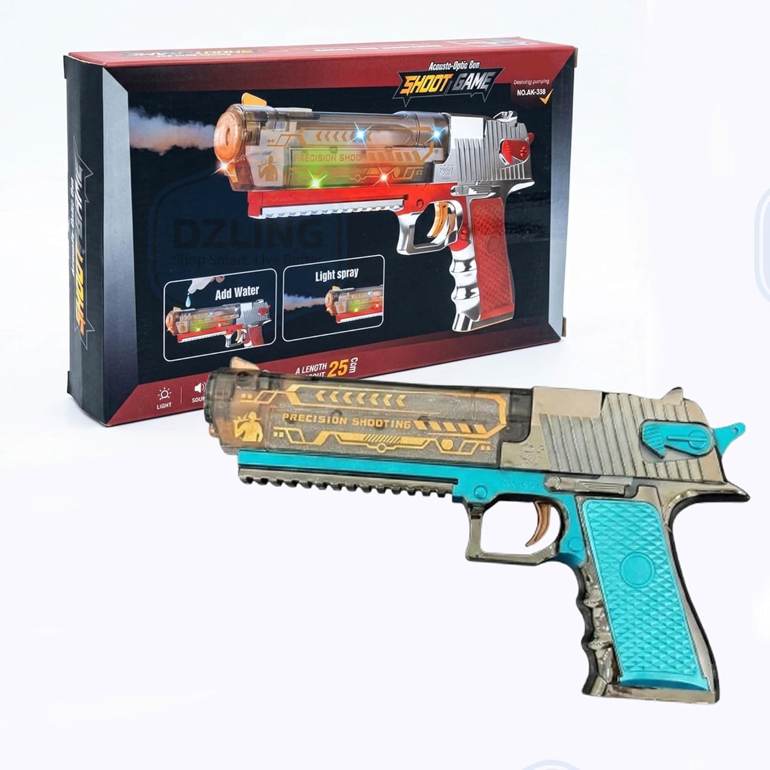 Electric Mist Spray Toy Gun for Kids with LED Lights, Sound Effects & Water Spray Action | Battery Operated Futuristic Blaster Toy for Boys & Girls | Pretend Play Shooting Game Toy