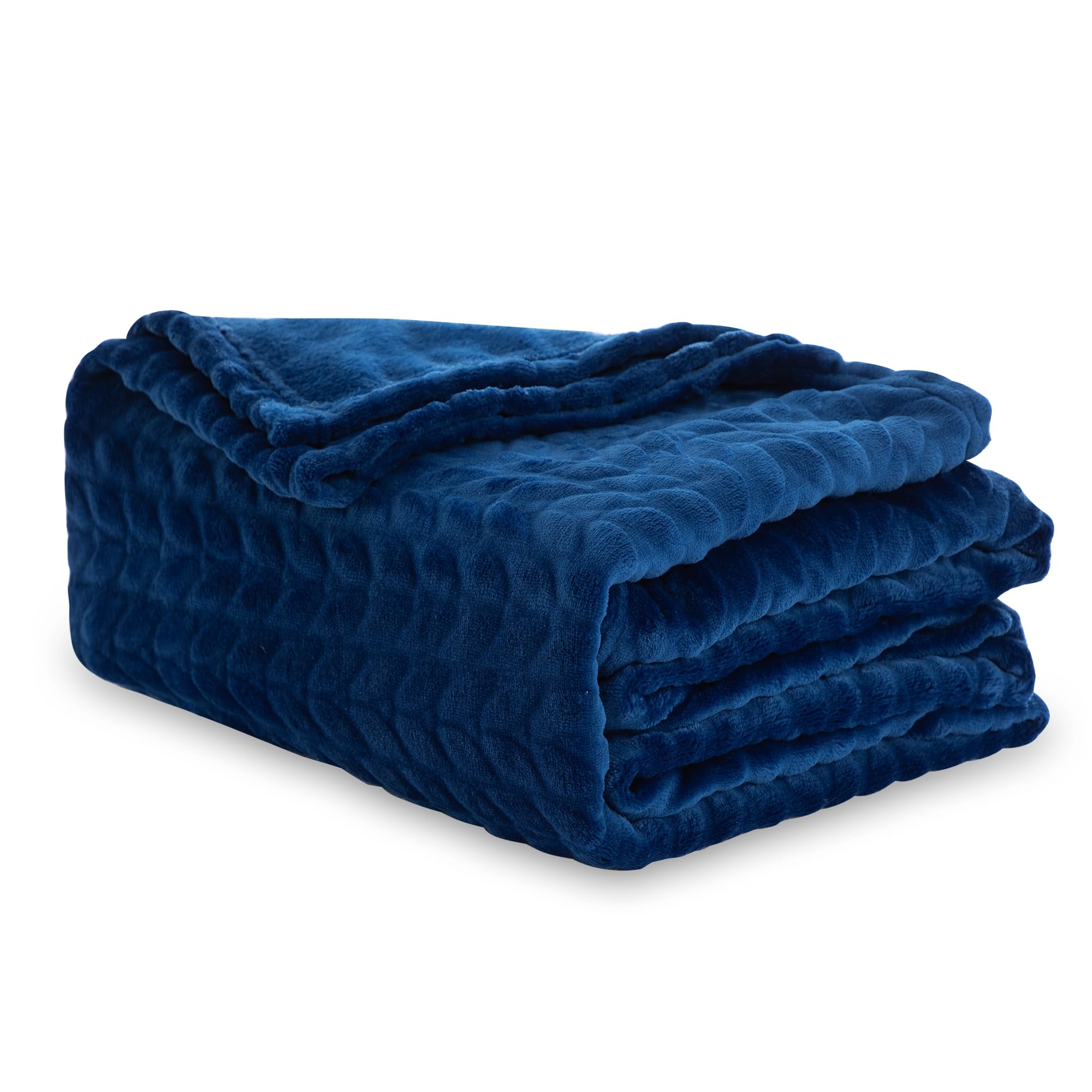 Winthome Soft Throw Blanket for Sofa Bed Warm Fleece Blankets for Adult Cozy for All Seasons (Navy Blue, Double/150x200cm)