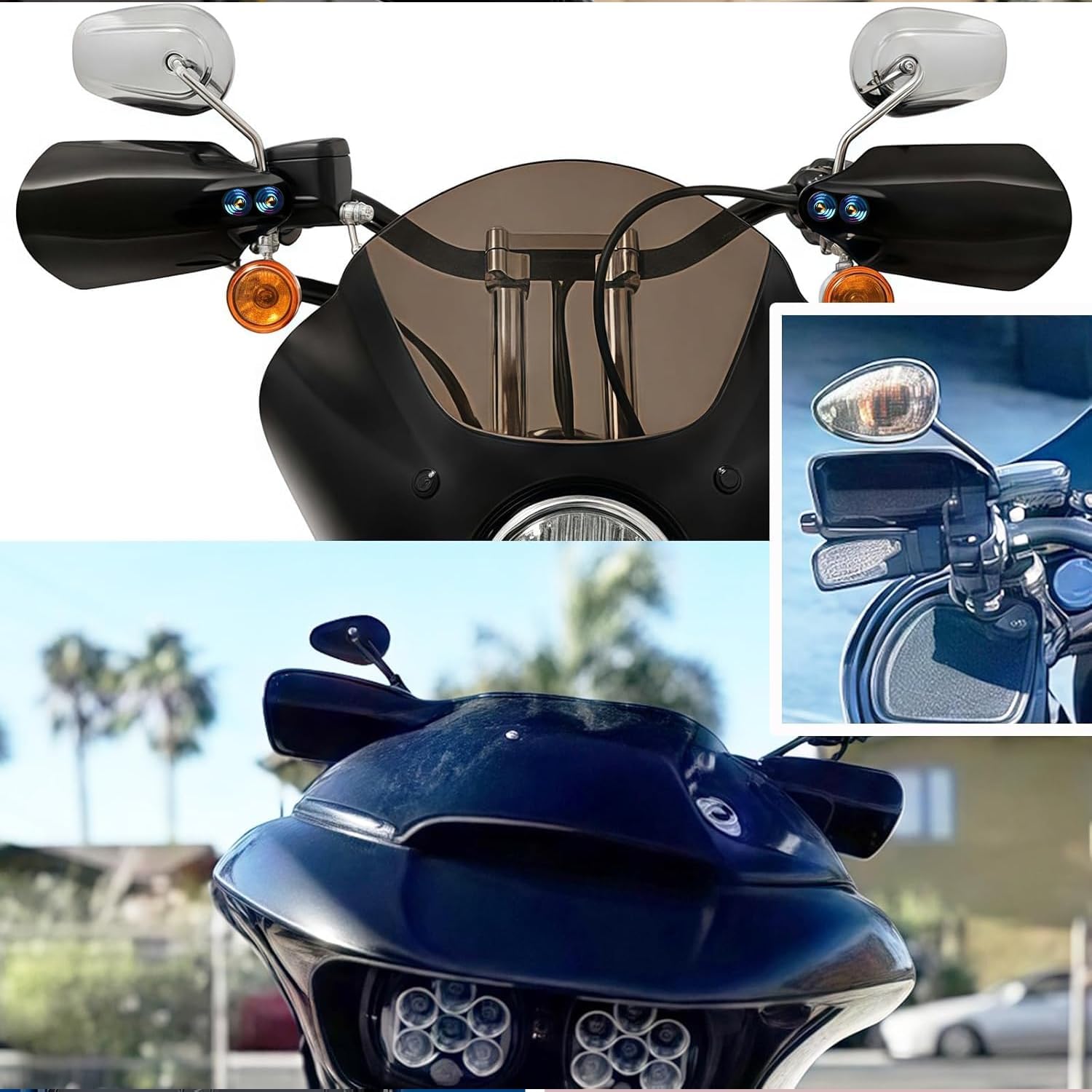 Handlebar Handguards Shield Bracket Protector for Harley Touring Road Glide, Softail Street Bob FXBB/114 FXBBS/Low Rider ST 117 FXLRST/Deluxe FLDE/Heritage Classic 2018-2023 (Black)