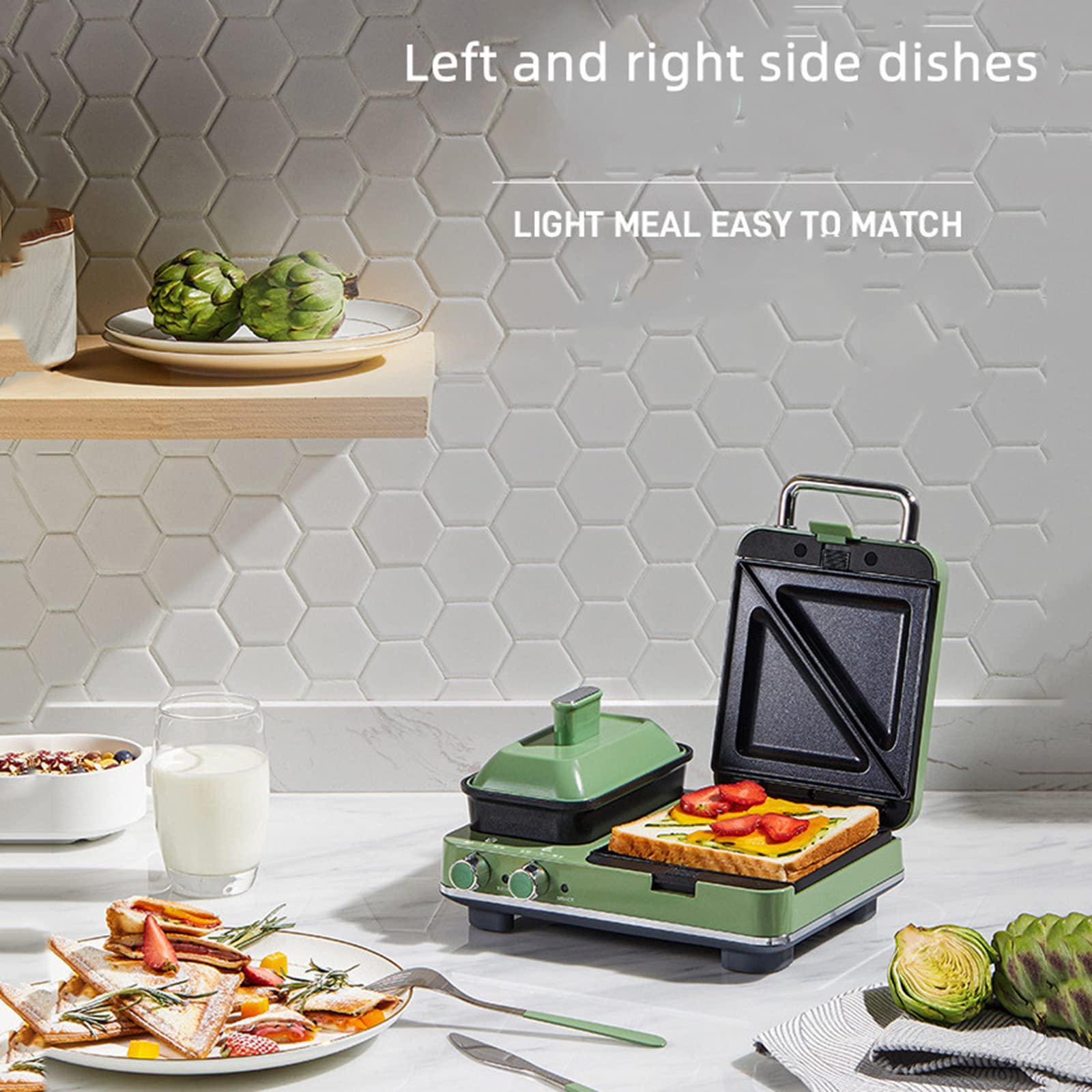 JYXYXSCP Multifunctional Breakfast Machine, Household Multifunctional Sandwich Light Meal Machine, Waffle Machine (D)