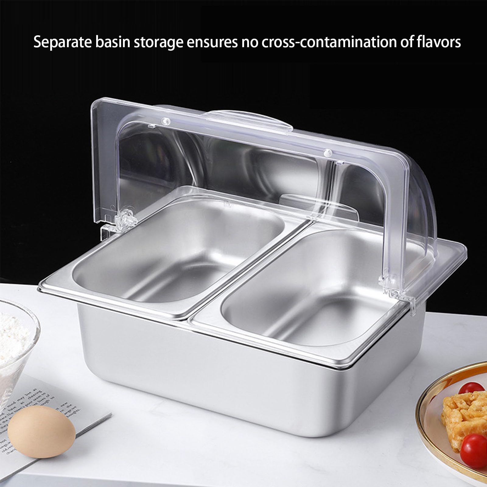 Dispenser per condimenti in acciaio inox portatile espositore per alimenti padella da portata professionale per ristoranti gadget da cucina hotel feste display cibo