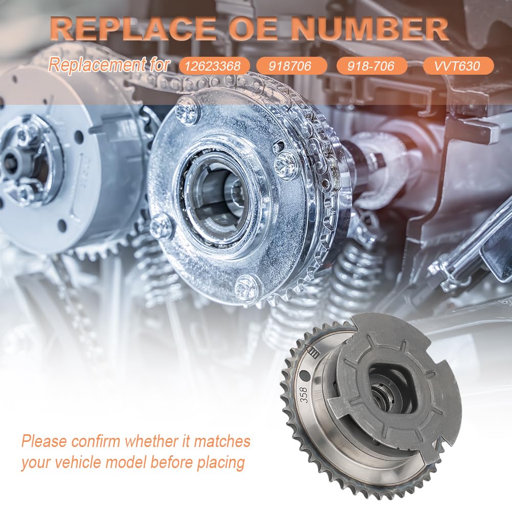JDMON Variable Valve Timing (VVT) Sprocket Gear Compatible with GMC Sierra 1500 Yukon XL Chevy Camaro Corvette Silverado Suburban Cadillac Escalade ESV 2014-2021 5.3L 6.2L Replace 12623368 918706