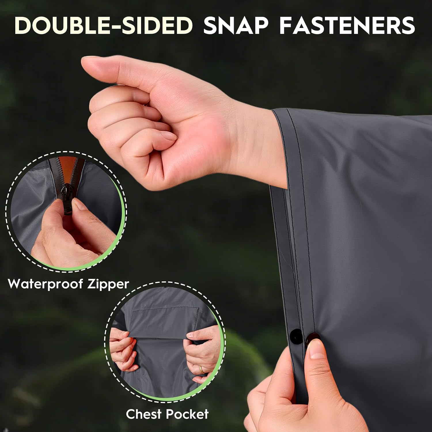 Bruvoalon 3-in-1 Rain Poncho with 1/4 Zip & Chest Pocket, Waterproof, Sunshade, Ground Mat for Adults & Youth Emergency image 4
