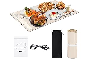 Portable Electric Warming Tray with Adjustable Temperature, 110V Foldable Food Warmer Fast...