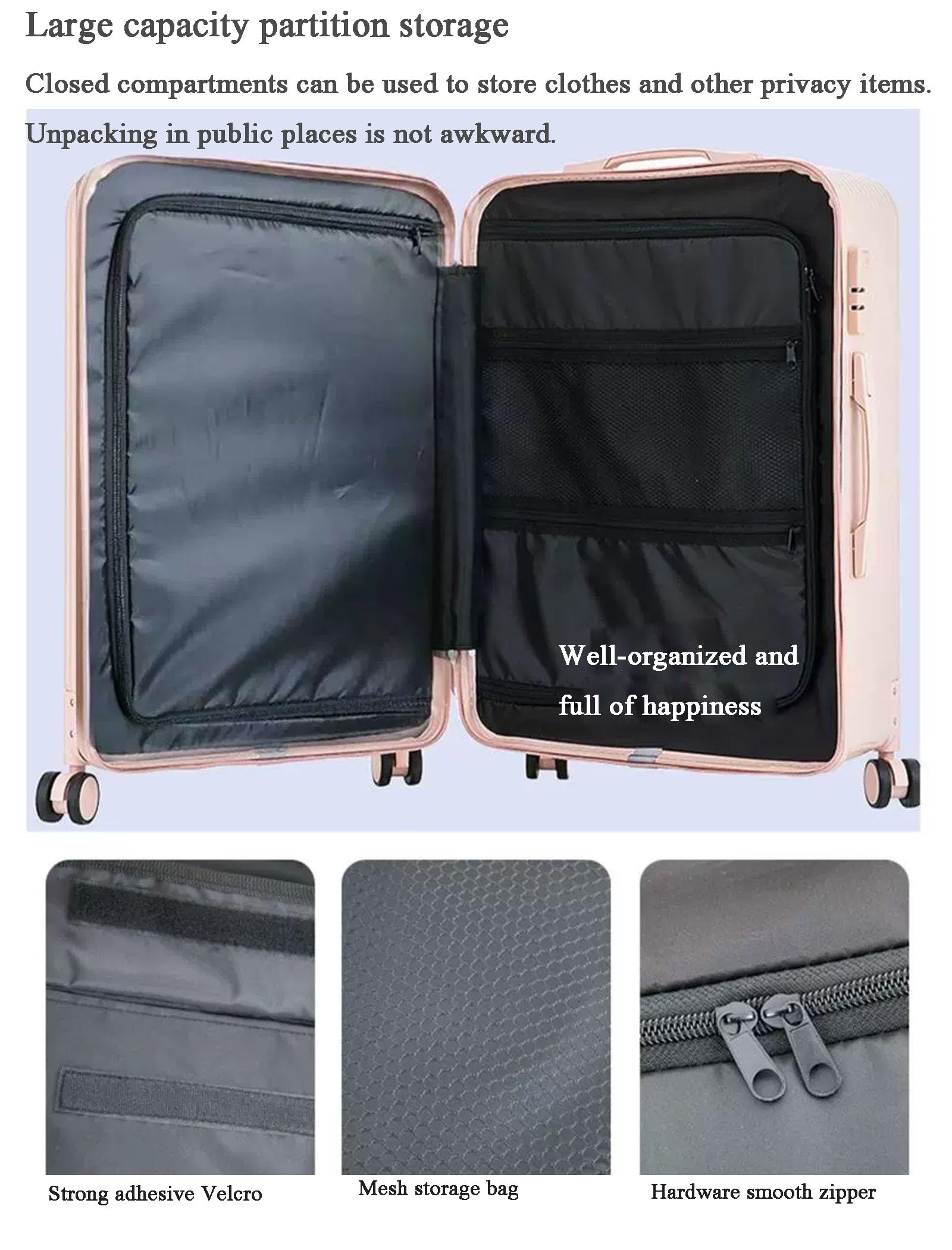 Hardside - Set di valigie da viaggio, 2 pezzi, 50,8 cm, trolley con serratura e custodia per cosmetici da 35,5 cm, resistente e leggero per un facile viaggio, bianco, 20in