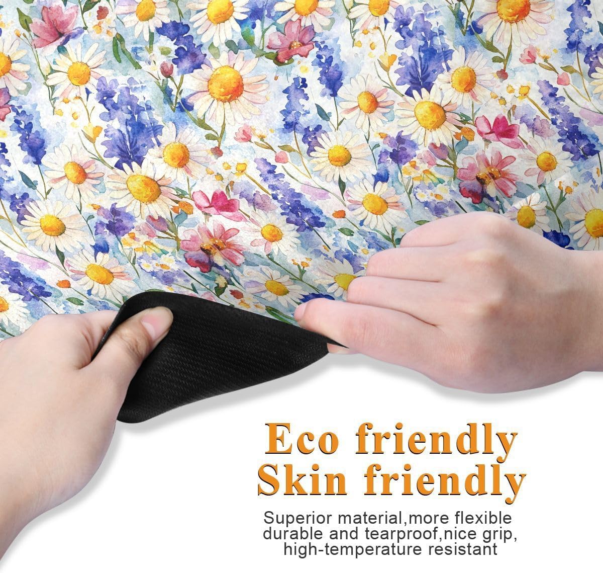 ALAZA Watercolor Floral Daisies Beautiful Wildflowers Yoga Mat Non Slip Fitness Exercise Mat, Workout Mat for Yoga, Pilates and Floor Exercises