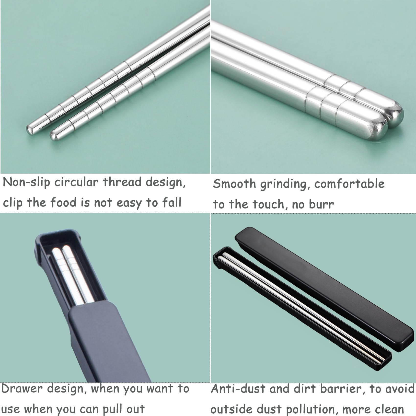 Bacchette In Acciaio Inox Riutilizzabili - Con Custodia Portatile E Design Fenice - Foto 2