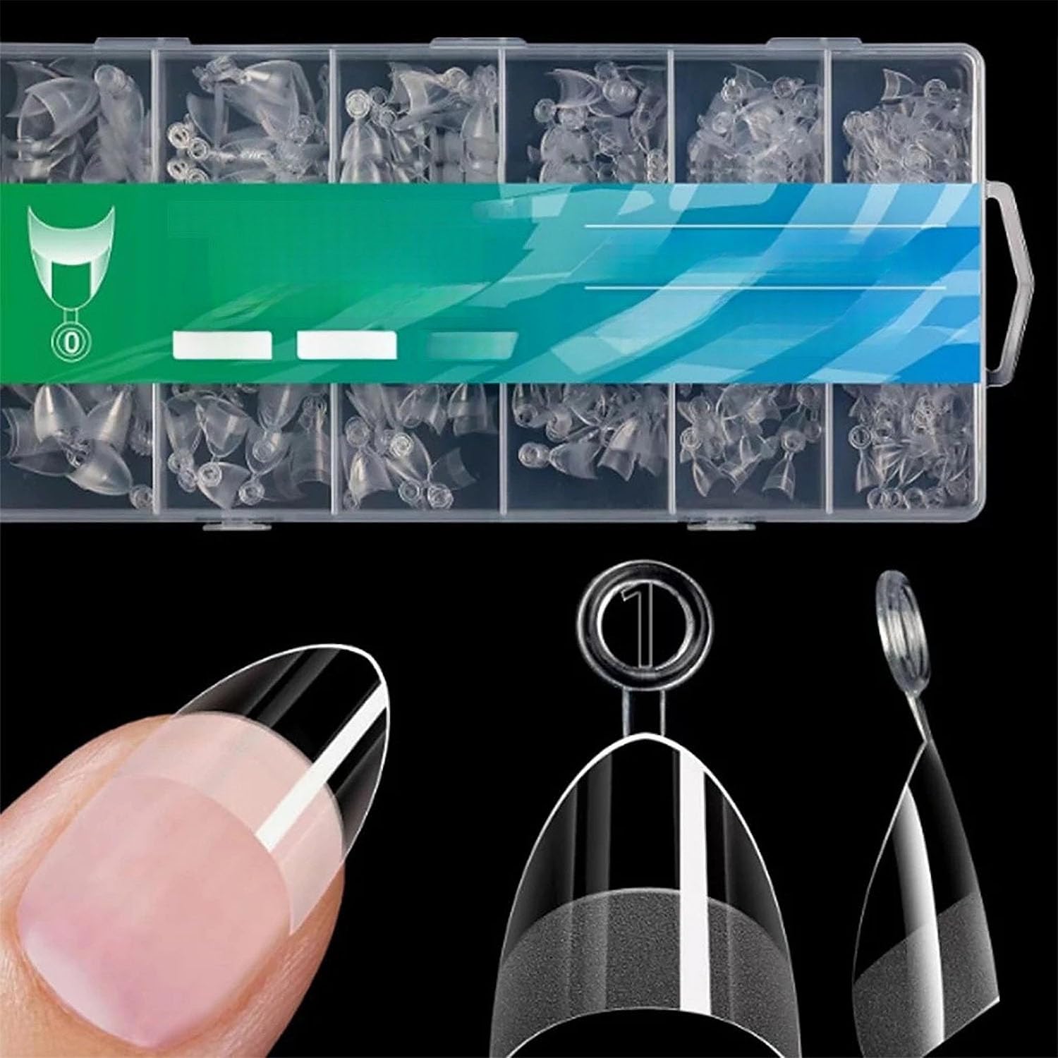 600Pcs Gel x Nail Tips, Clear Nail Tips, Nail Extensions, Short Almond Gel x Nail Tips Half Cover