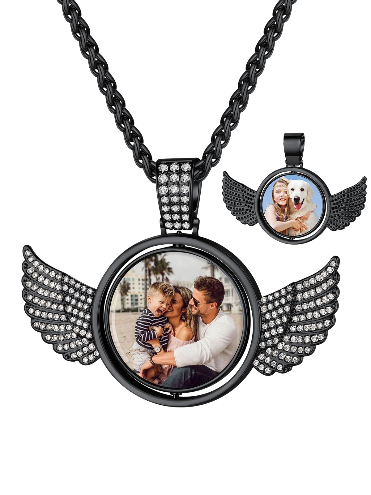 Custom4U Picture Necklace Personalized Photo Circle Chain for Men Women