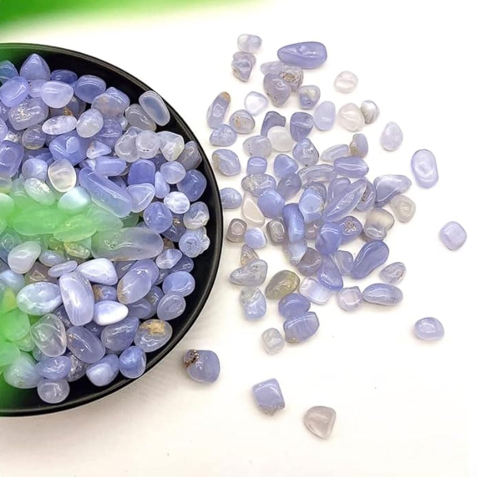 Pépites d'Agate Bleue Naturelle DIY Cristal Pierre pour Aquarium Décoration Paysagement Ornement Plante en Pot 500g 3-12mm(7-9mm (500g))
