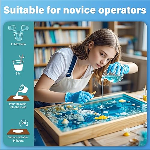 Miniatura 4 de Vivresina Kit de resina epoxi de 64 onzas, resina epoxica transparente cristalina, de secado rápido, autonivelante, sin burbujas, sin amarilleo,