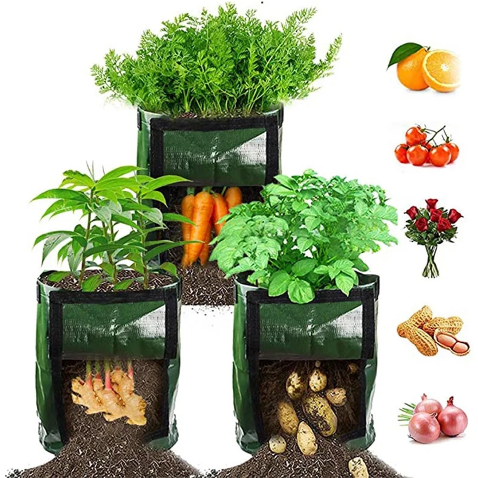 Stofftopf Verdickter Kartoffel-Wachstumsbeutel | For Garten 1/3/5/7/10/12Gal(Orange,35x50cm 12 gallons)