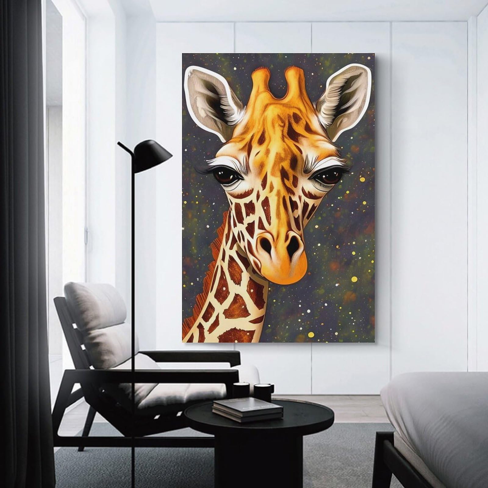 Junmoney Wall Art Print Giraffe Animal Portrait, 24x36inch(60x90cm), for Bedrooms, Workspaces And Everyday Interiors, Stylish Home Artwork for Focal Walls
