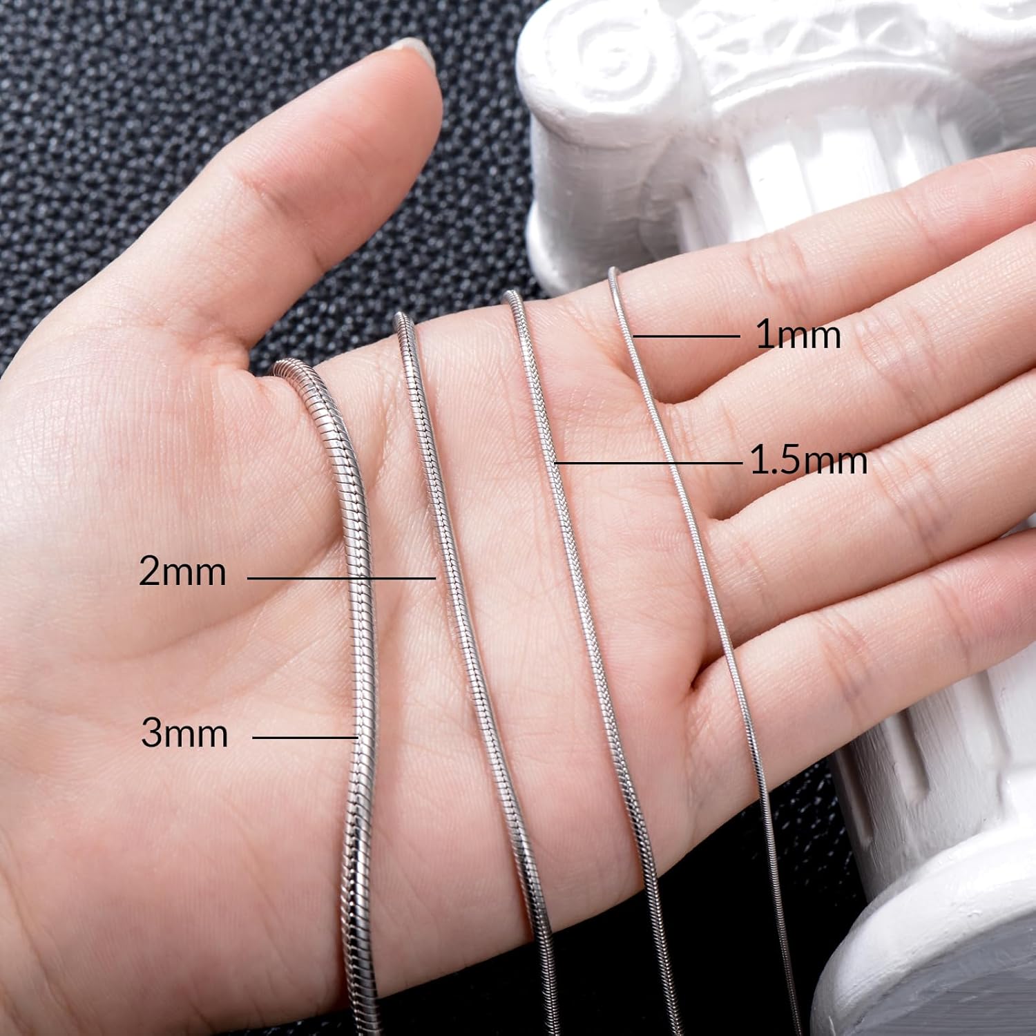 Snake Chain Sterling Silver Round Snake Chain Necklace for Men 1mm 1.5mm 2mm 2.5mm 3mm Flexible Italian Chain for Men Women - Image 4