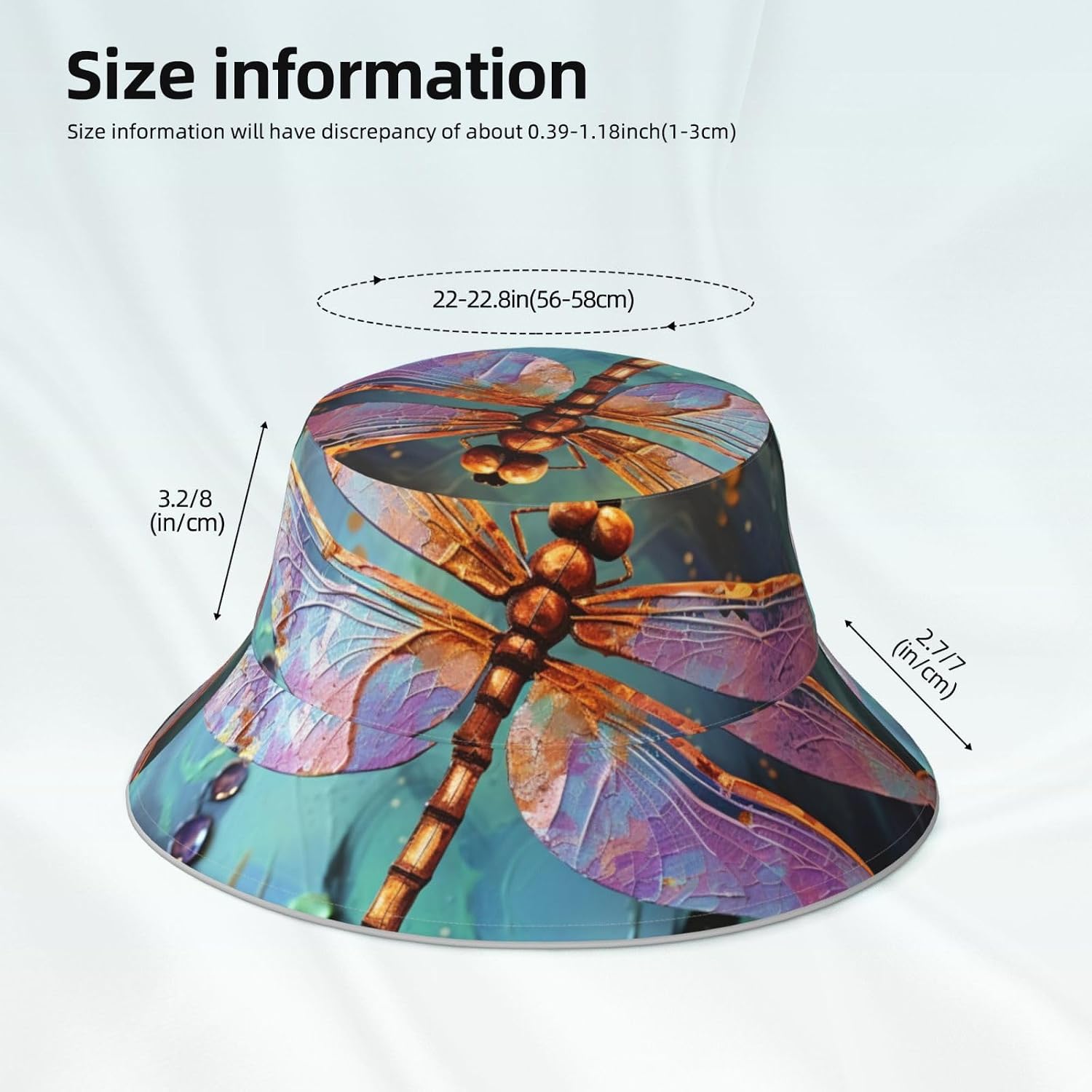 Hand Painted Dragonfly Bucket Hats for Women Men Sun Hat Fisherman Hats Travel Beach Hat Summer Fishing Cap Black