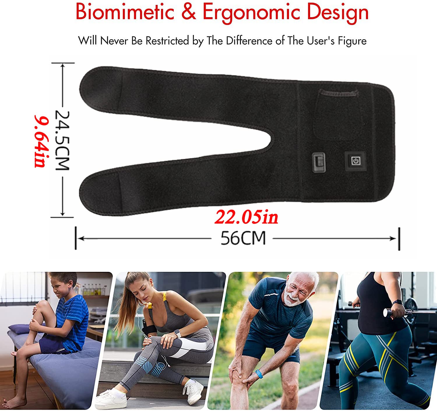 Rodilleras Envoltura De Rodillera Calentada, Almohadilla Térmica para La Rodilla para Aliviar El Dolor De La Artritis (1PCS)