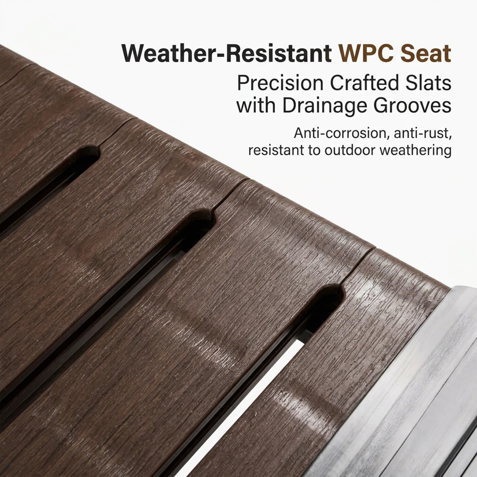 Banco Jardin Exterior 2 Plazas de Madera Sintética Polywood | Banco de Jardin con Estructura Robusta en Aleación de Aluminio, Terraza, Balcón, Porche(120x40x39cm)