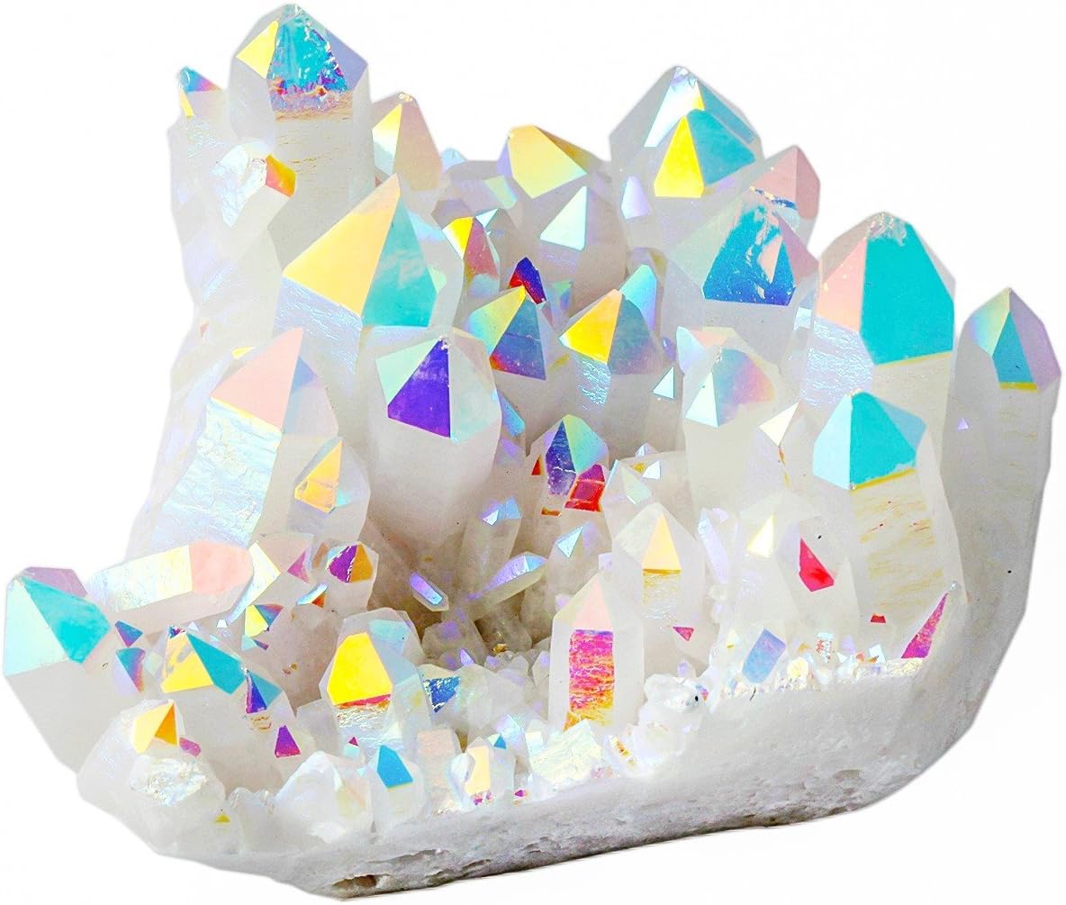 rockcloud Healing Stone Titanium Coated AB Crystal Cluster Geode Druzy Home Decoration Gemstone Specimen Large Size by rockcloud