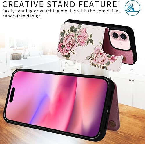 Miniatura 408 de UEEBAI Funda tipo cartera para iPhone 15 Pro Max con tarjetero, cubierta de cuero PU con soporte, bloqueo RFID, doble cierre magnético, relieve de