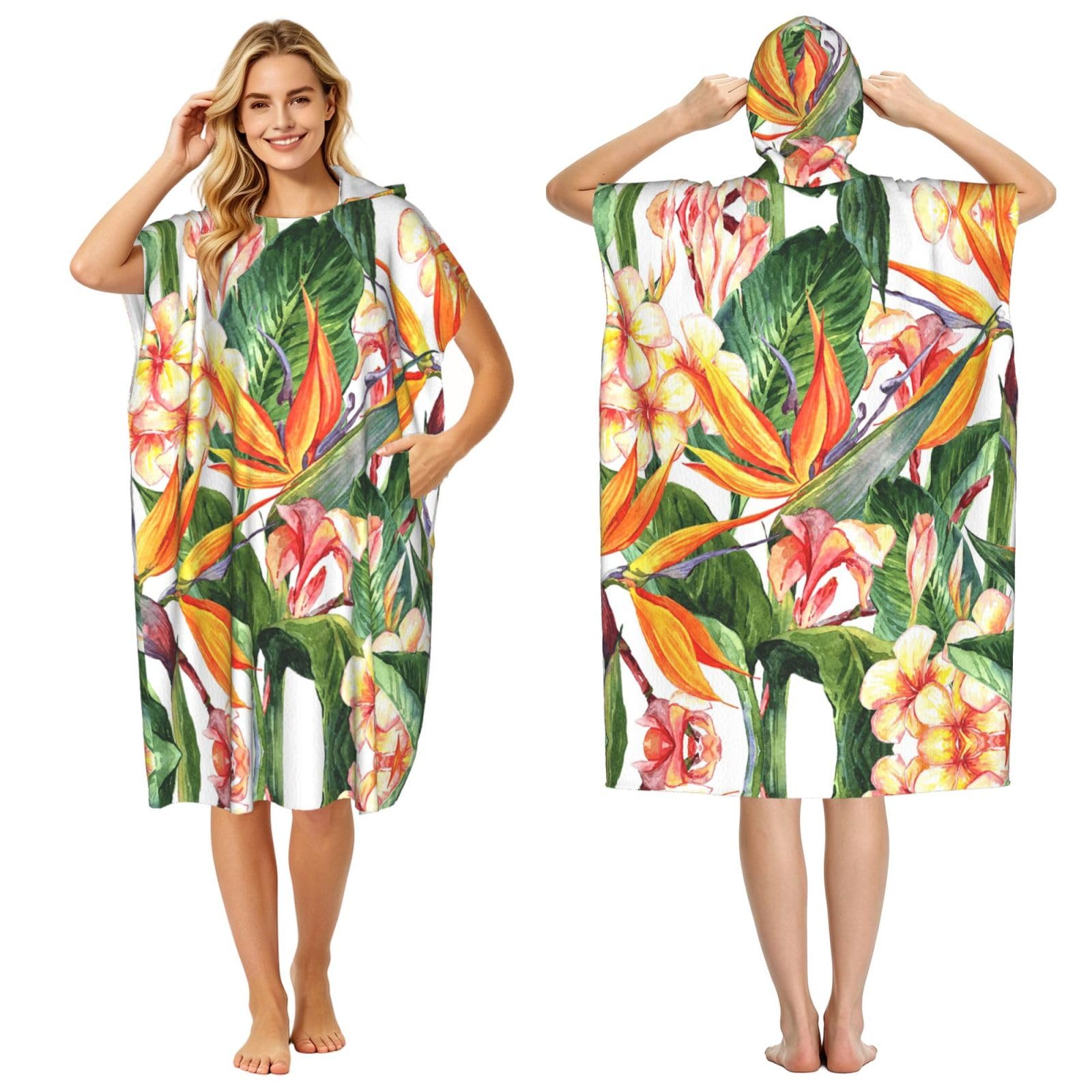Peignoir à langer léger et poncho microfibre à fleurs été