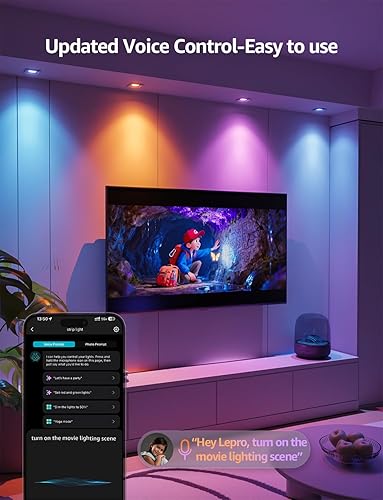 Miniatura 4 de Lepro BG1 AI GU10 - Bombilla inteligente RGBCW regulable que cambia de color, funciona con Alexa y Google Assistant, diseñador de iluminación Al