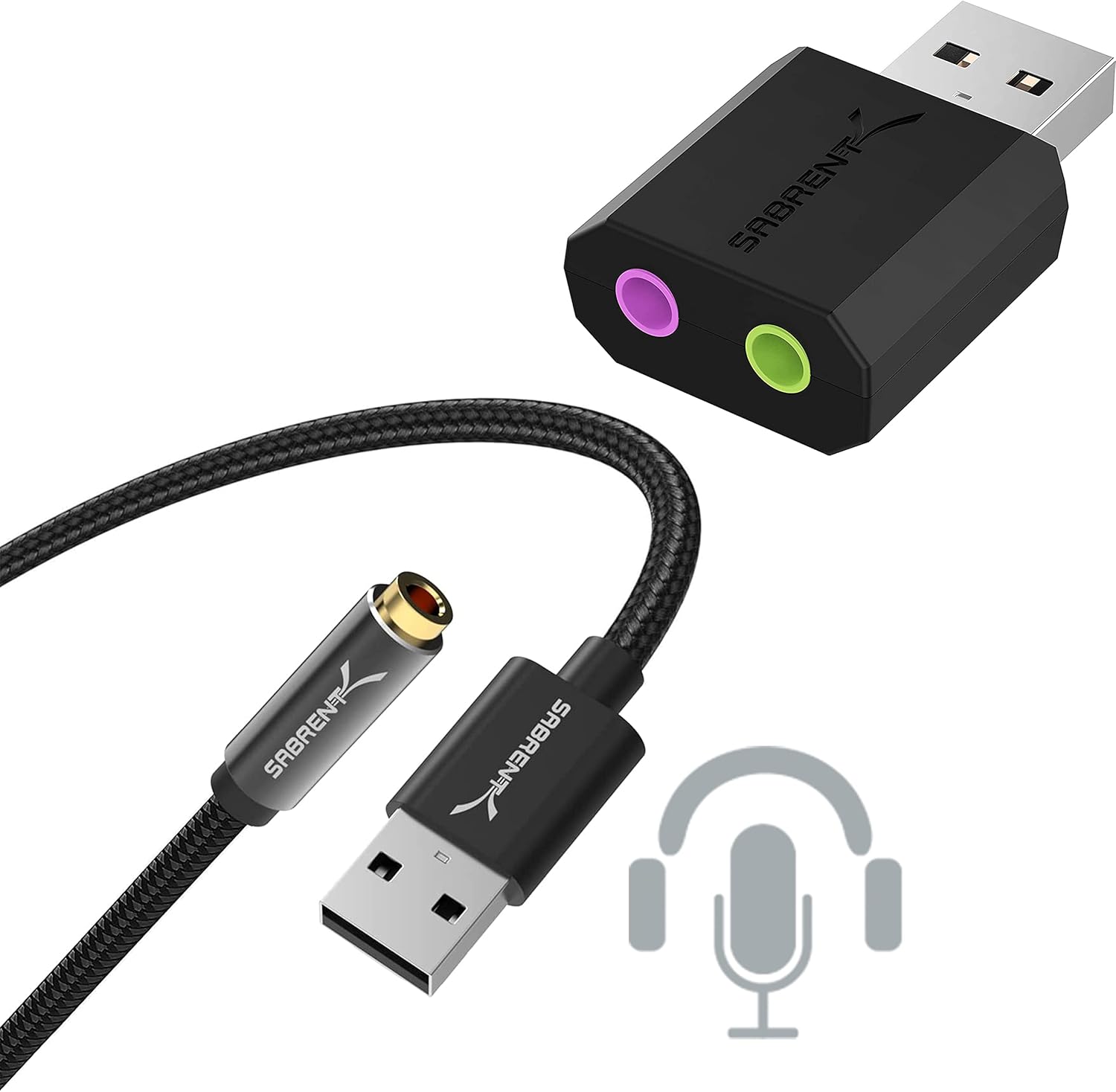 USB Type-A to 3.5mm Dual Function Audio Jack Active Adapter 20" Cable with USB External Stereo Sound Adapter for Windows and Mac. Plug and Play No Drivers Needed.