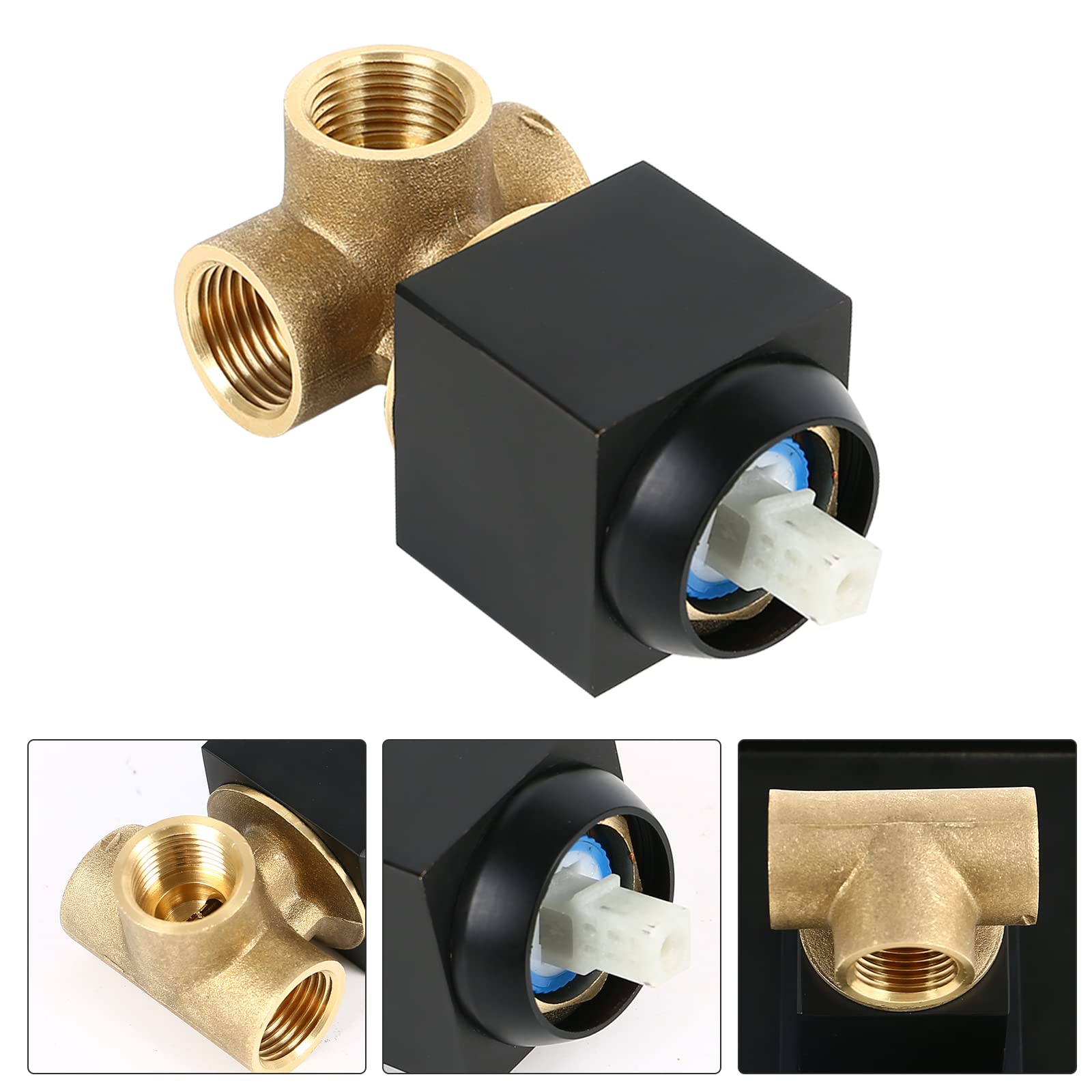 Grifo de ducha empotrado, juego de montaje en pared para ducha, grifo de baño empotrado, juego de montaje completo, llave de mezclador empotrado para ducha (Negro)