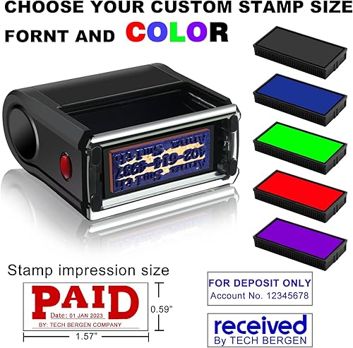 Miniatura 2 de Sello de pago autoentintado personalizado para suministros de negocios, sello autoentintado personalizado, pagado en sellos completos con fecha,