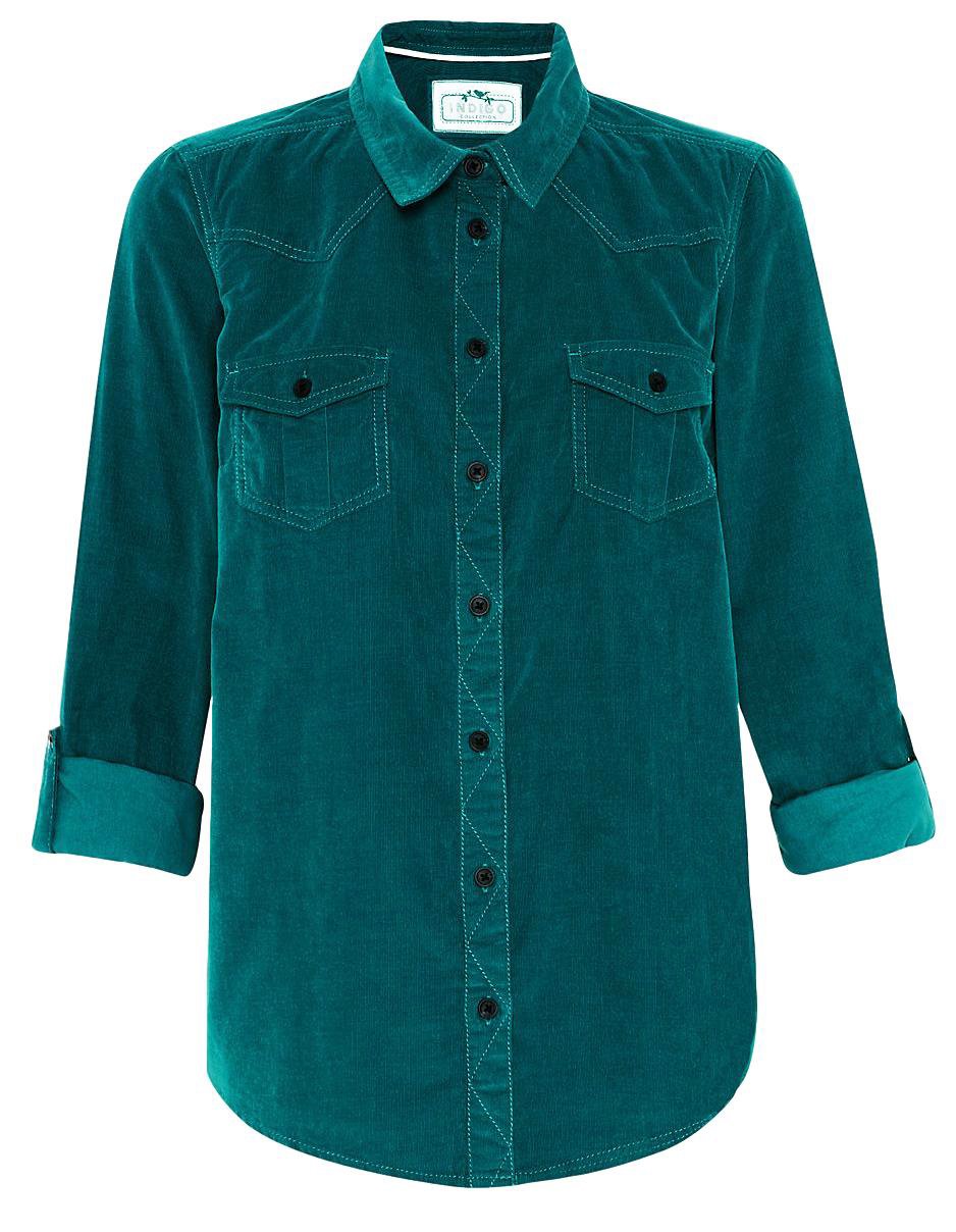 Marks and Spencer New ex M&S Indigo Collection Ladies Teal & Pink Corduroy Shirt