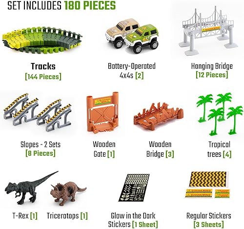 Miniatura 28 de JITTERYGIT Autos de repuesto para pistas – Accesorios adicionales de coche de carreras para dinosaurio pista de carreras y juguete de tren