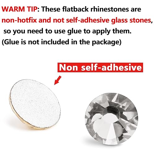 Miniatura 4 de 4300 diamantes de imitación de tamaño mixto con parte trasera plana, gemas de cristal redondas no termofijas, cuentas de piedra de vidrio para